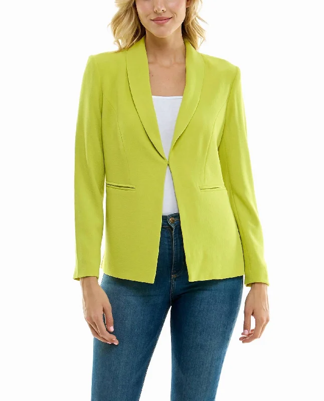 Isla Stretch Crepe One Button Blazer In Citrine Trendy Boutiques Online