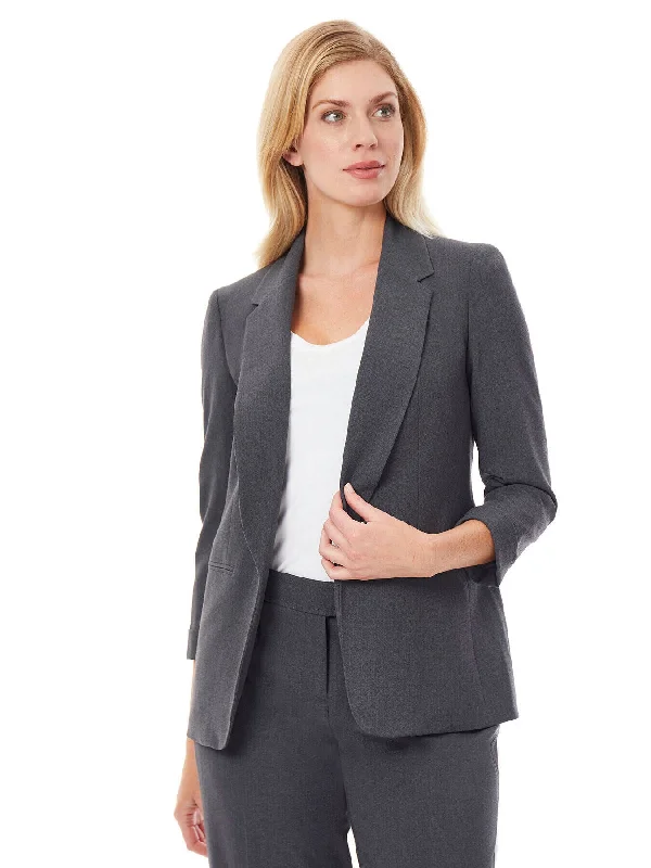 Notch Collar Rolled Cuff Bi-Stretch Blazer Women's Everyday Attire