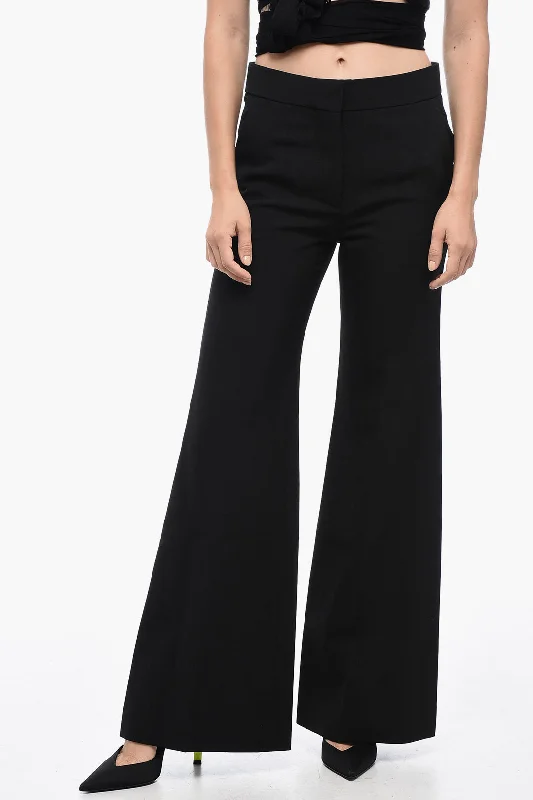 Givenchy Virgin Wool Wide Leg Pants with Concealed Closure Women's Vacation Outfit Set