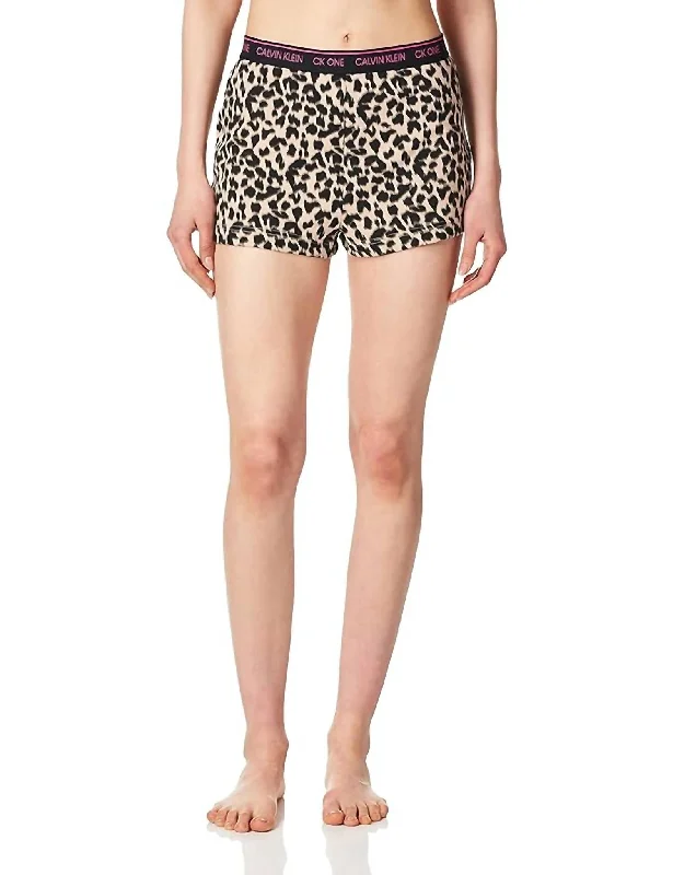 Glisten Lounge Short In Sketched Leopard Print Honey Almond Affordable Luxury Women's Apparel