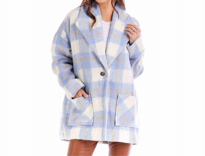 Boston Plaid Jacket In Blue Comfortable Casual Wear