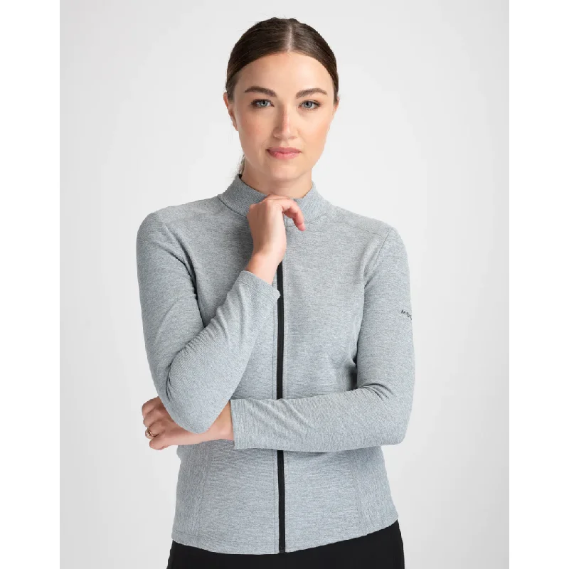 Mochara Grey Melange Rib Jacket Formal Outfit For Women