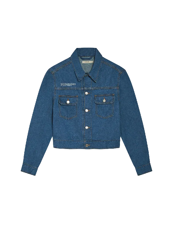 Womens Cropped Hemp Denim Jacket—mid wash Online Boutique Clothing