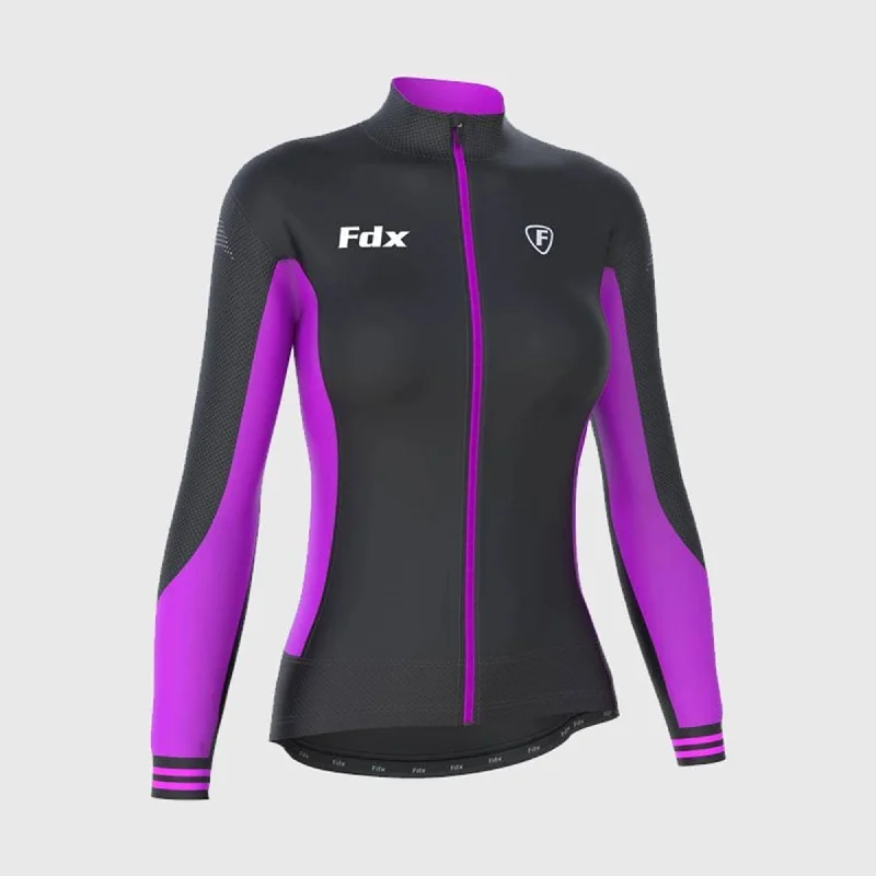 Fdx Thermodream Women's & Girl's Purple Thermal Roubaix Long Sleeve Cycling Jersey Women's Seasonal Clothes