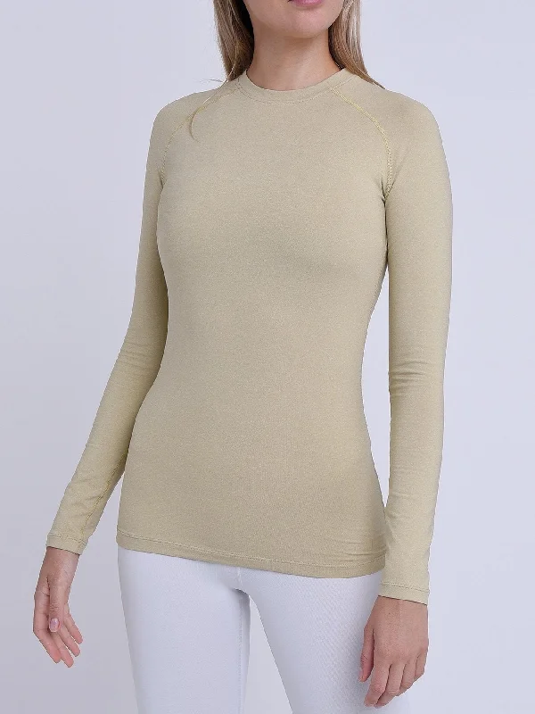 SuperThermal Long Sleeve Compression Base Layer Crew Neck Top for Women With Brushed Inner Fabric Women's Elegant Apparel