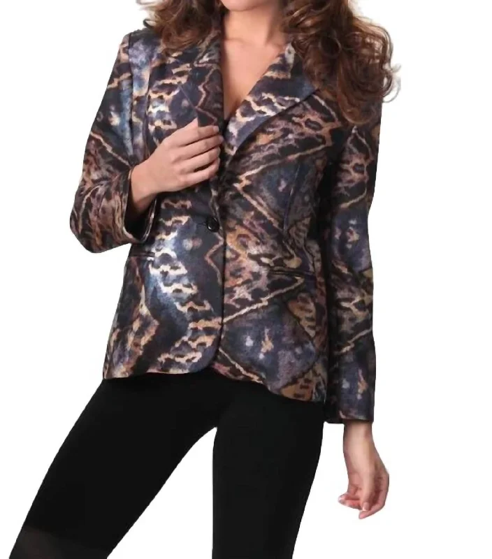 Tribal Blazer In Black Multi Fashionable Casual Tops