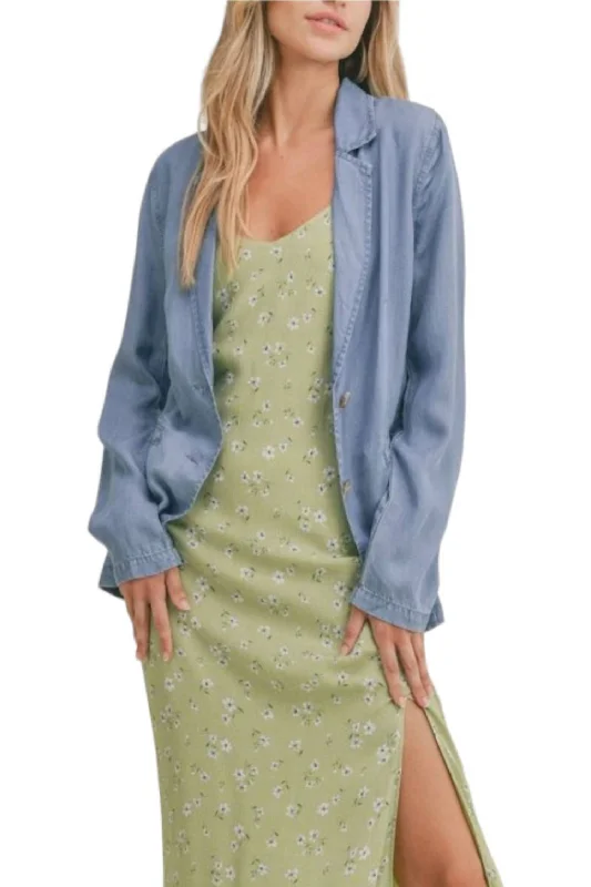 Valley Girl Blazer In Chambray Vintage-Inspired Women's Clothes