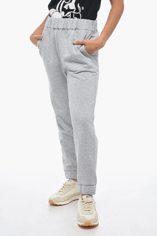 Fabiana Filippi Brushed Cotton Sweatpants with Rhinestoned Detail Women's Seasonal Garments