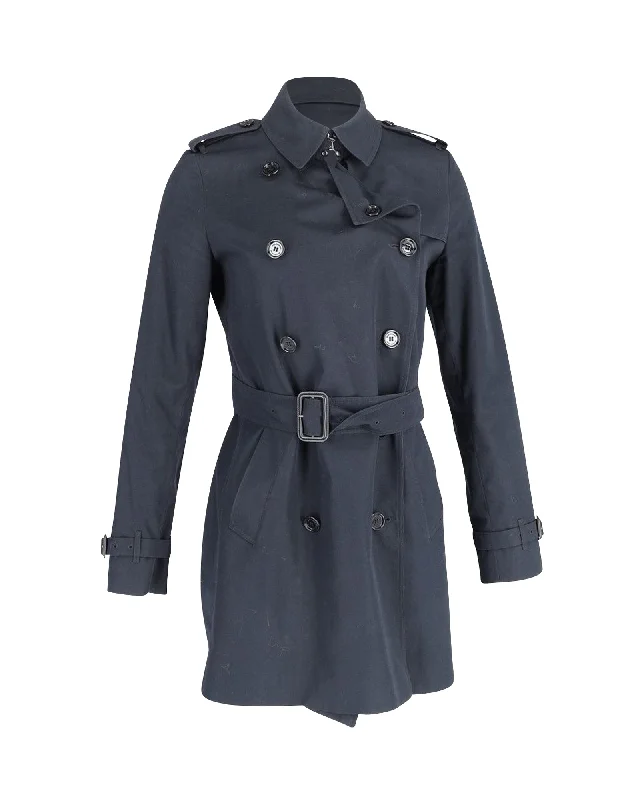 Burberry Kensington Mid Heritage Trench Coat in Navy Blue Cotton Women's Active Garments For Workouts