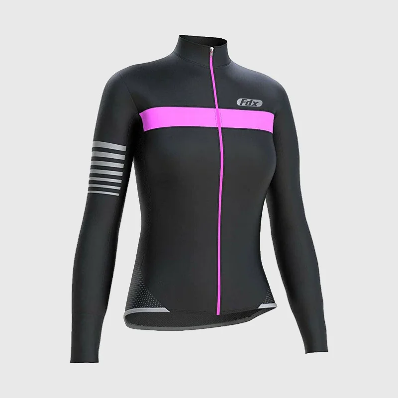 Fdx All Day Women's & Girl's Pink Thermal Roubaix Long Sleeve Cycling Jersey Women's Formal Event Clothing