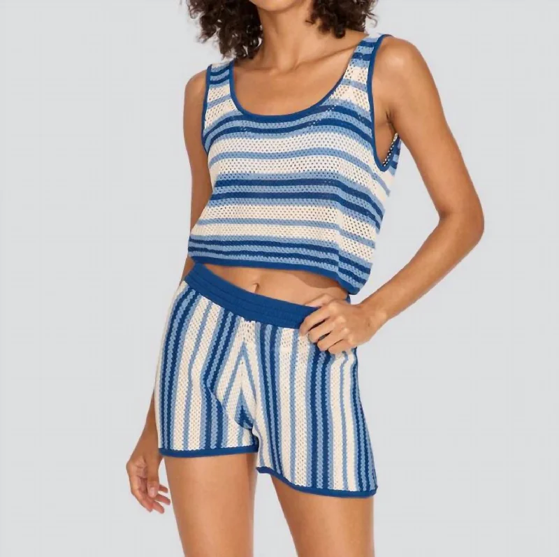 Charlie Short In Marine Blue Stripe Summer Sale