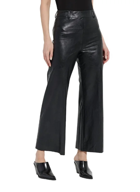 High Waist Vegan Leather Wide Leg Pants In Kohl Black Luxury Women's Clothes