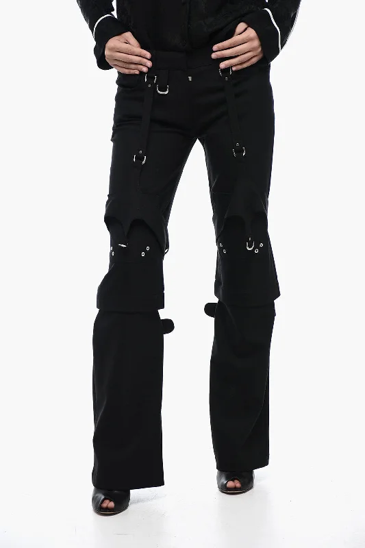 Off-White Wool Blended Cargo Pants with Buckle Detailing Casual Women's Clothing Online