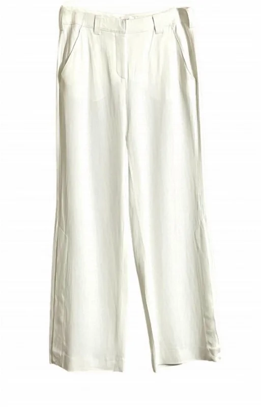 Women's Miles Wide Leg Split Hem High Rise Pants In White Women's Sporty Clothes