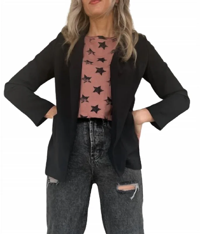 Hottie Long Blazer In Black Online Boutiques