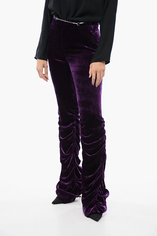 Gucci Velvet Ruched Pants with Detachable Belt Minimalist Style