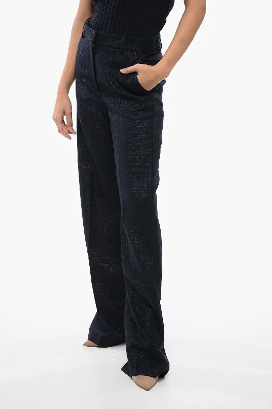 Stella McCartney Straight-Fit Pants with Lurex Check Motif Woman Clothing