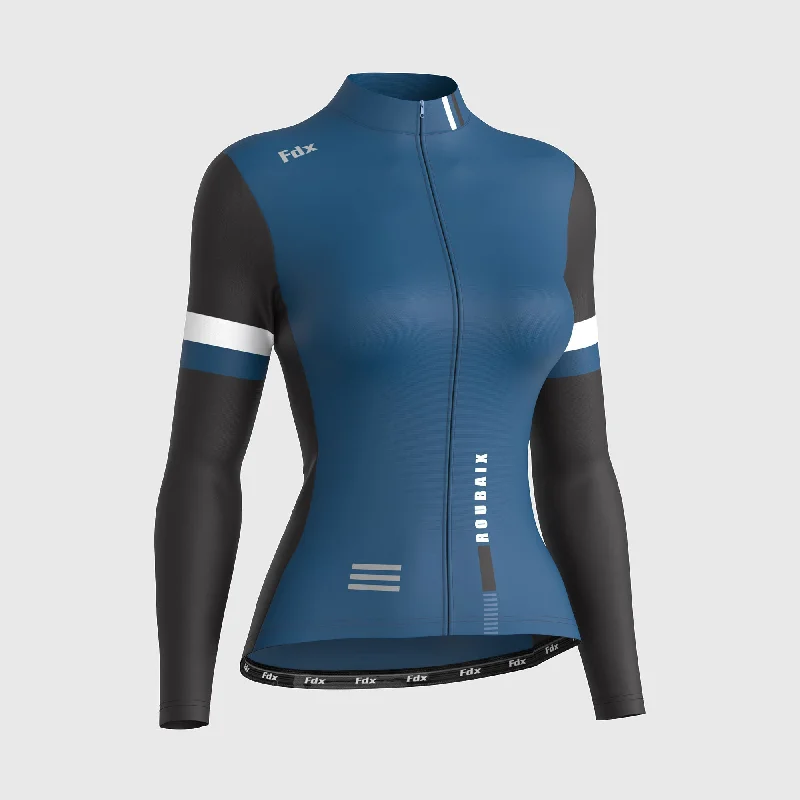 Fdx Limited Edition Women's & Girl's Blue Thermal Roubaix Long Sleeve Cycling Jersey Women's Everyday Clothes