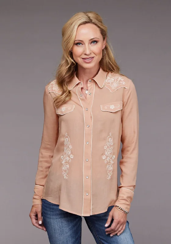 Stetson Womens 2097 Western Pink 100% Rayon L/S Blouse Women's Romantic Outfit