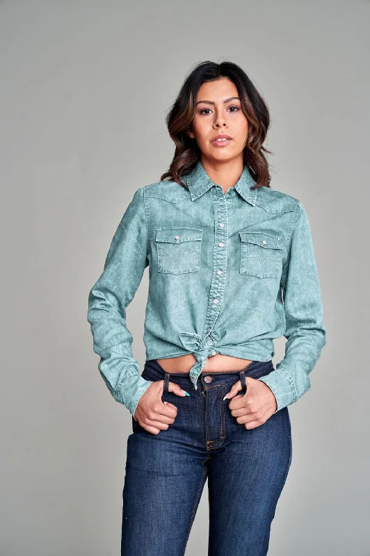 Kimes Ranch Womens KC Top Light Blue 100% Tencel L/S Shirt Women's Timeless Attire