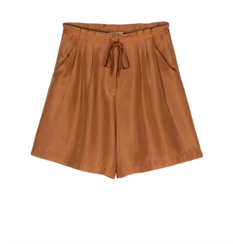 Habotai Silk Drawstring Shorts In Amber Stylish Women's Clothing