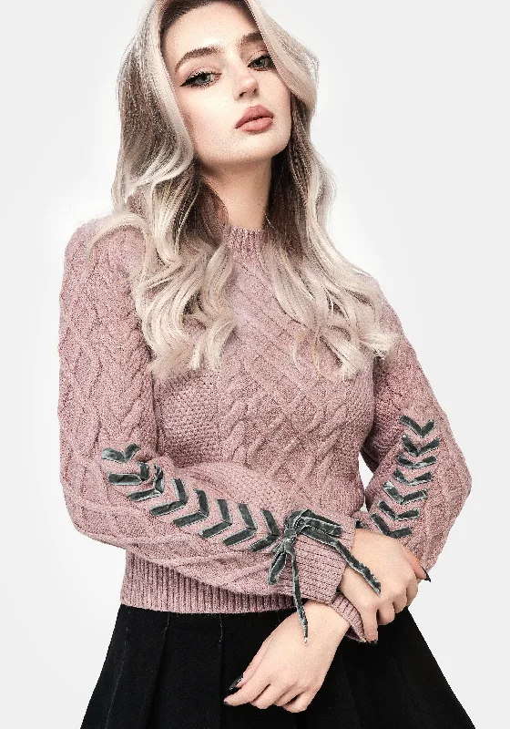 Marina Cable Knit Ribbon Lace Jumper Women's Sports Apparel