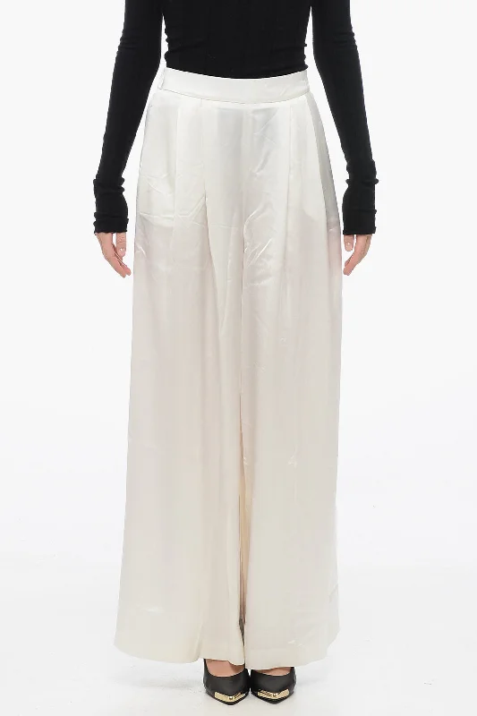 Fabiana Filippi Double-pleated Palazzo Pants with Satin Effect Women's Holiday Outfit