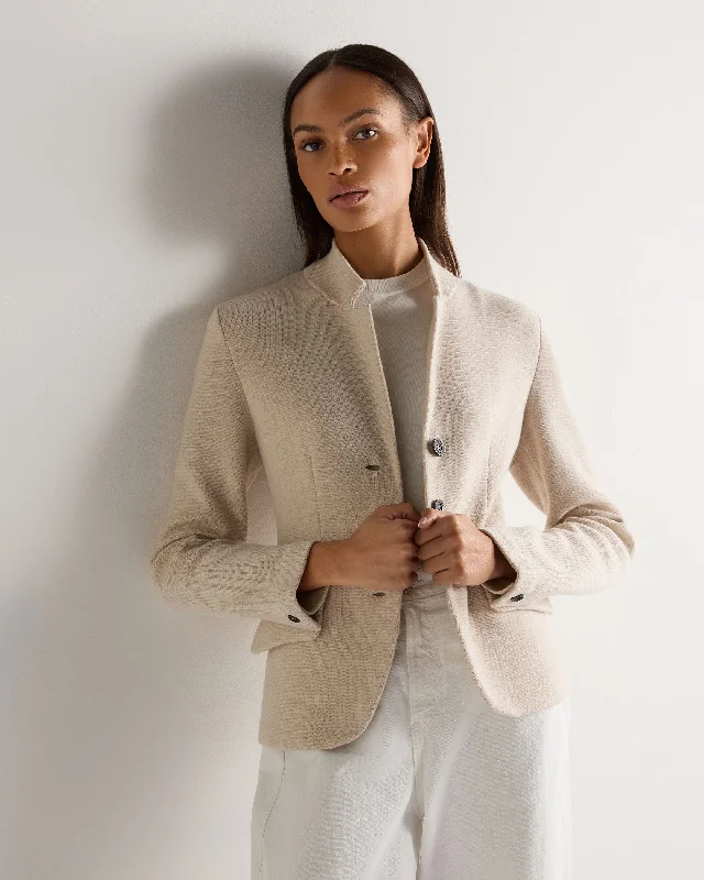 Women's Wool Cashmere Utility Blazer Ecru White Women Wear Brands