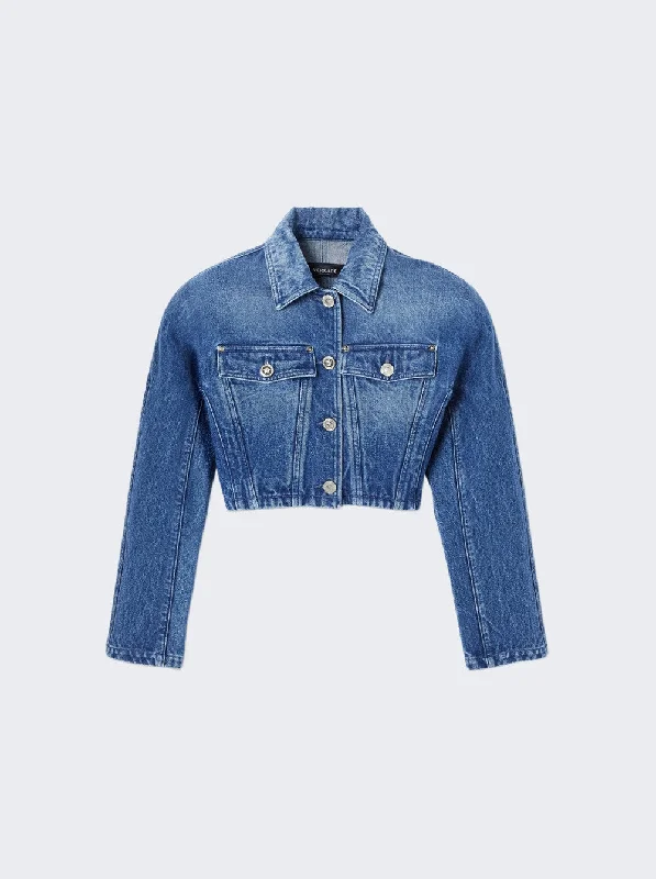 Rounded Crop Denim Jacket Women's Stylish Outdoor Outfit