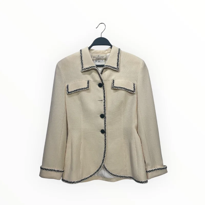 VALENTINO/Tailored Jkt/8/Cotton/CRM/Double Breasted/ Outlet Clothing