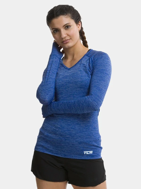 Elle Long Sleeve V Neck Top For Women With Thumbholes Women's Casual Clothing For Lounging