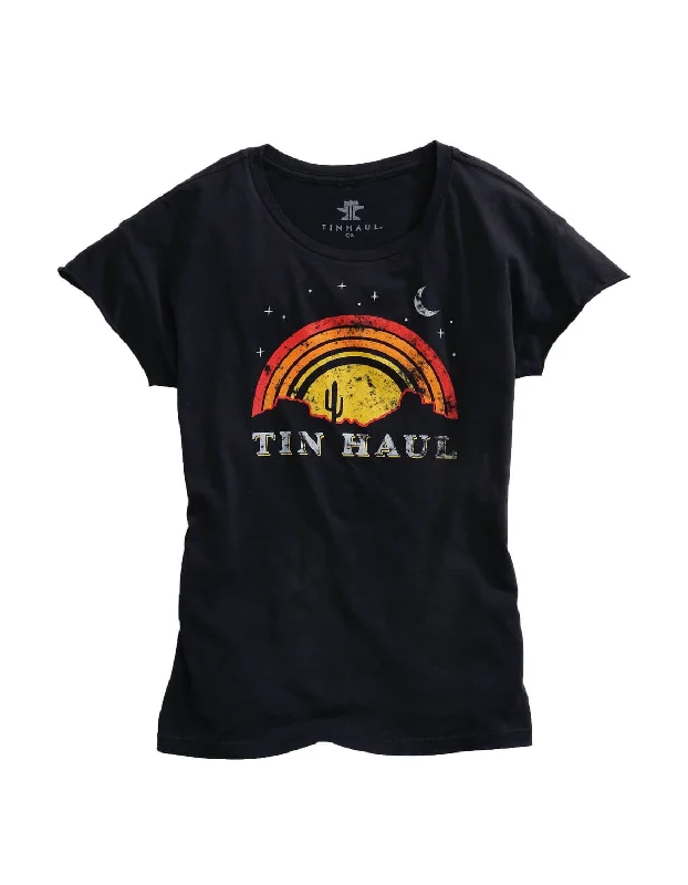 Tin Haul Womens Black 100% Cotton Sunset and Moon S/S T-Shirt Discount Store