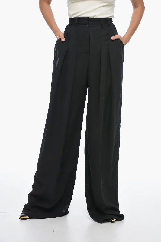 Monot Double-pleated Chiffon Palazzo Pants Classic Women's Clothing Styles