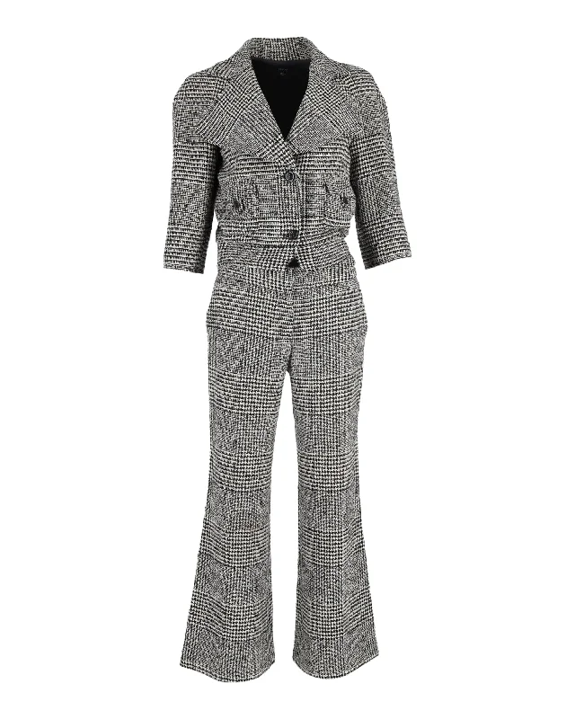 Joseph Houndstooth Check Blazer and Trousers in Multicolor Virgin Wool Vintage Clothing For Women