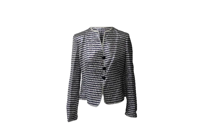 Armani Collezioni Striped Shiny Jacket in Multicolor Viscose Fashionable Women's Clothes