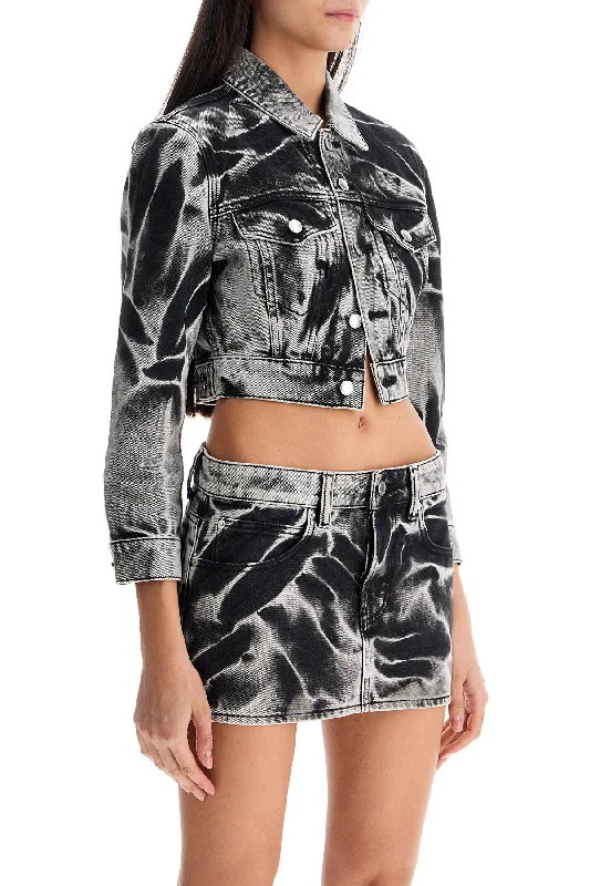 Alexander Wang Cropped Denim Jacket With Acid Wash Women's Comfortable Apparel