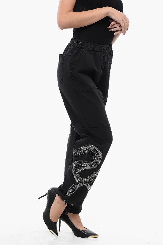 Allsaints Stretch Cotton Pants With Elastic Waistband And Decorated Sn Comfortable Garments For Women