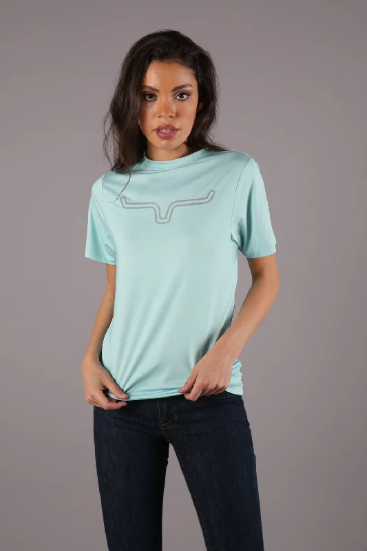 Kimes Ranch Womens Outlier Tech Tee Aqua Cotton Blend S/S T-Shirt Women's Comfy Attire For Lounging