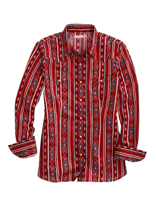 Tin Haul Womens Aztec Stripe Red 100% Cotton L/S Shirt Casual Women's Clothing Online