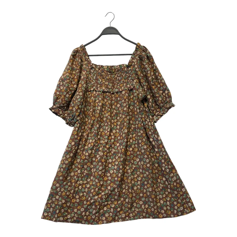 DOEN/SS Dress/Floral Pattern/Cotton/BRW/ Affordable Women's Apparel