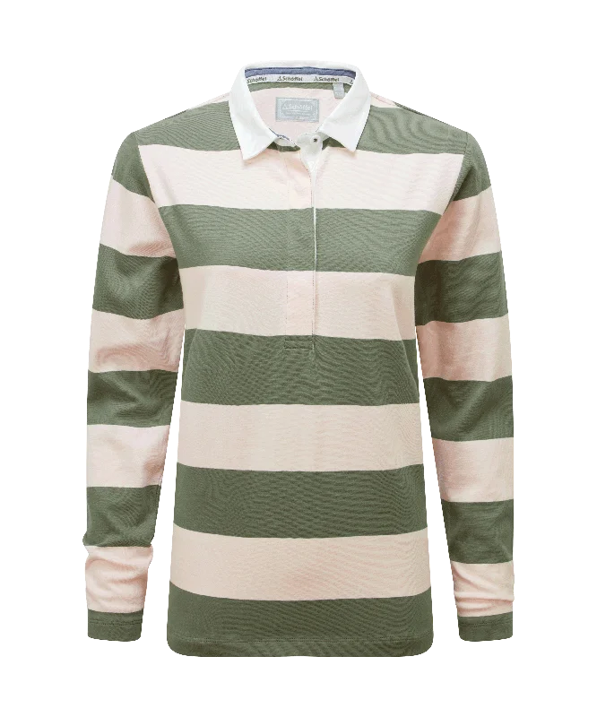 St Mawgan Rugby Shirt - Cedar/Blush Stripe Women's Plus-Size Apparel