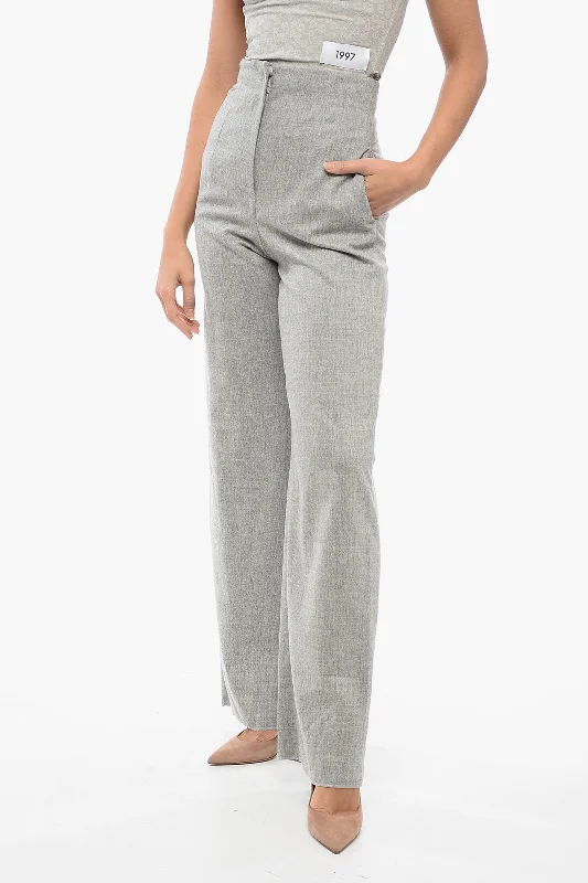 Armani EMPORIO Wool Blend Palazzo Pants with Concealed Closure Online Boutiques Affordable