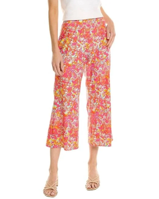 Trixie Cropped Watercolor Floral Pant In Spring Pink Women's Fashion-Forward Apparel