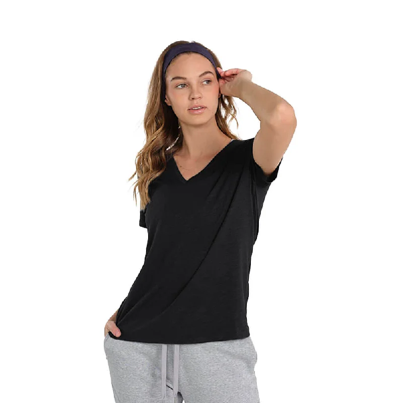 Tasc Womens All Day V-Neck T-Shirt - Black Women's Luxury Apparel