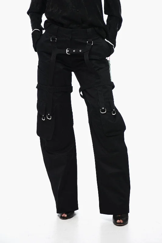 Off-White Oversized Cargo Pants with Buckle Detail Contemporary Women's Clothing