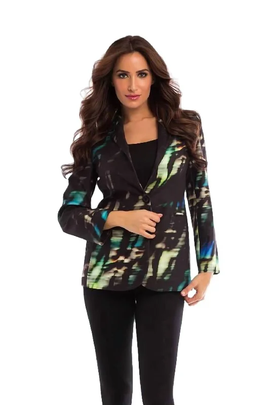 Faux Suede Midnight Blazer In Black Multi Affordable Women's Outfit