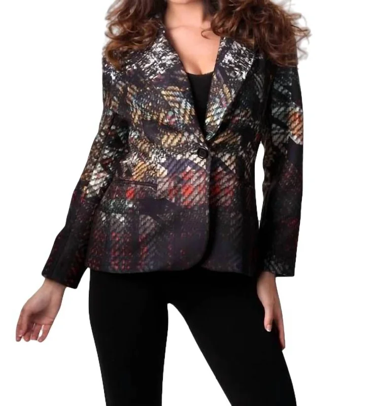 Graphic Blazer In Blackmulti Women's Evening Outfit