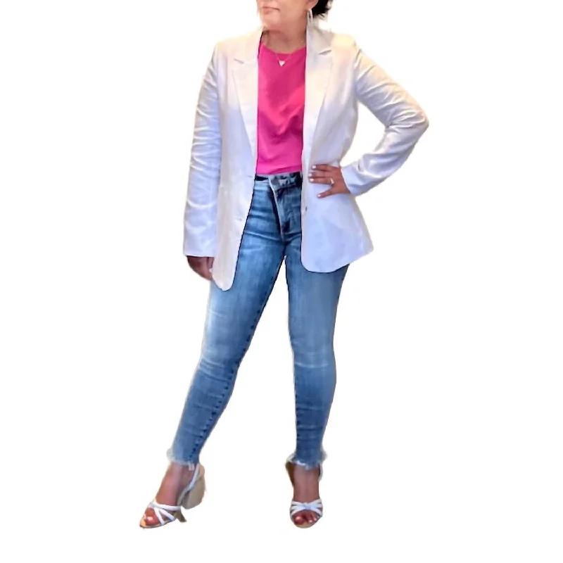 Gia Blazer In White Women's Plus-Size Attire