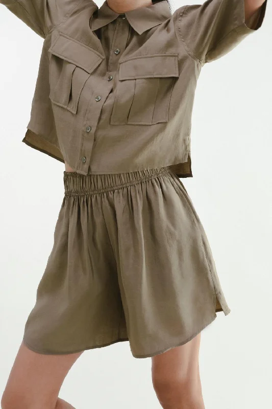 Playful Short In Olive Workwear Fashion for Women