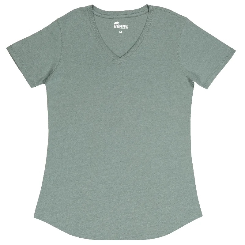 Berne Lead Cotton Blend Ladies Lightweight Performance V-Neck S/S Sale On Clothing